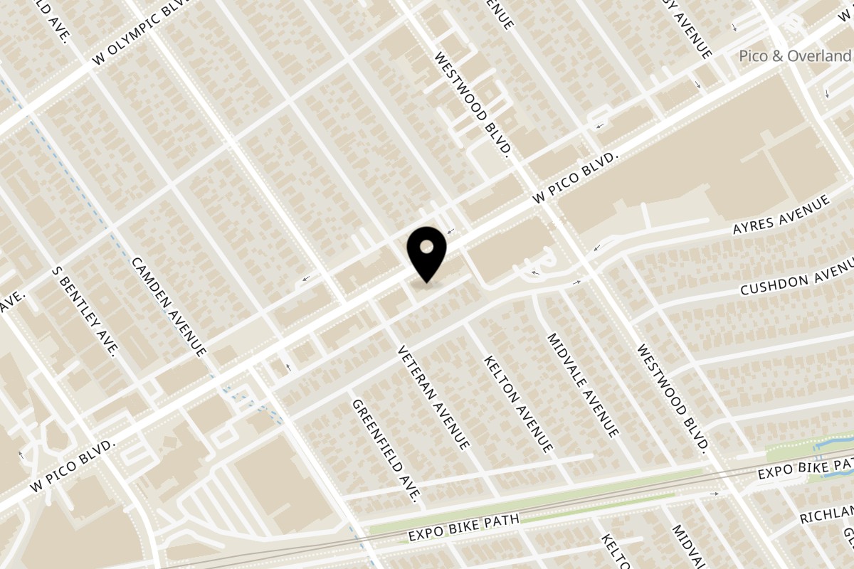 Map showing the location of La Serenata de Garibaldi on 10924 W Pico Blvd in Los Angeles